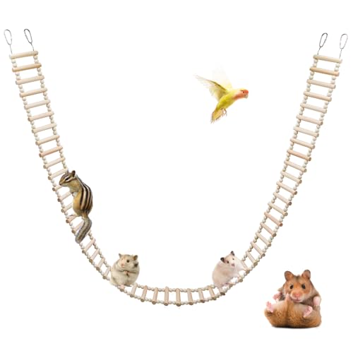 Rat Ladder Bridge Toy, Rat Climbing Toys, Natural Wooden Hamster Ladder Bridge Toy, Cage Accessories for Bird Parrot Cockatiel Sugar Gliders - 54 Steps - 74.6 x 3.14 Inch - size: 54 Steps - 74 × 3 Inch