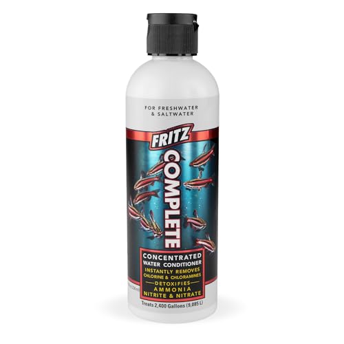 Fritz Complete – Concentrated Water Conditioner/Tap Water Dechlorinator, Instantly Detoxifies Chlorine, Chloramines, Heavy Metals, Ammonia, Nitrite/Nitrates, for Fresh and Saltwater (8 oz) - size: 8-Ounce