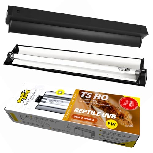 T5 HO UVB Reptile Lamp – High-Output 8W 10.0 UVB Light for Reptiles – Liner UVB Light Ideal for Bearded Dragons, Chameleons & Turtles, T5 UVB Light Fixture and Bulb - size: 8W UVB10.0 T5 KIT