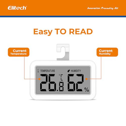 Elitech Fridge Thermometer Hygrometer Digital Freeze Refrigerator Thermometer Waterproof Large LCD Display TM-2TH - size: Thermo-hygrometer