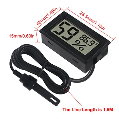 6-Pack Mini Digital Thermometer Hygrometer with Probe Indoor Temperature Humidity Meter Gauge LCD Fahrenheit Display Hygrometer Thermometer Gauge, Black - color: 6PCS Black