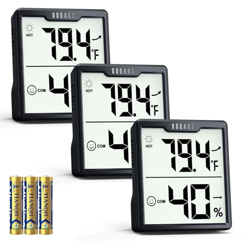 DOQAUS 3 Pack Digital Hygrometer Indoor Thermometer Humidity Meter Room Thermometer with 5s Fast Refresh Accurate Temperature Humidity Monitor for House, Baby Room, Greenhouse, Incubator