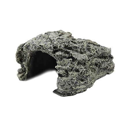 Reptile Rock Hide Cave, 1.6 in Inner Diameter, Small | Simulation Stone Appearance, Aquarium Habitat Decoration, Lizard Turtle Amphibian Enclosure, Tortoise Habitat Accessory - size: 3.5 x 2.8 x 1.6 in