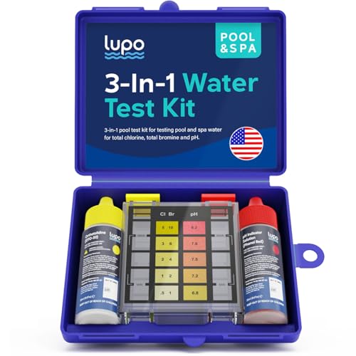 Lupo 3-in-1 Pool Test Kit | Pool Testing Kit for Residential Swimming Pools & Spas for Testing Total Chlorine, Total Bromine & pH | Pool Chemical Test for Quick & Accurate At-Home Pool Water Testing - size: 3-in-1 Test Kit