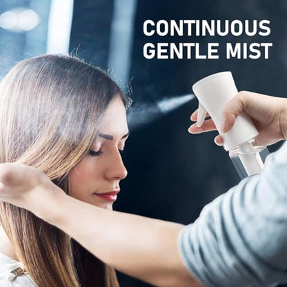Continuous Spray Bottle for Hair, Refillable Gentle Mister (2 Pack, 10 Oz) | Long-Lasting Misting, Ultra-Fine Mist for Hairstyling, Cleaning Solutions, Planting, Pets, Barbers, Salons, Essential Oils - style: White & Black, 10 OZ