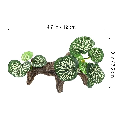 Ipetboom Reptile Corner Branch Resin Climbing Tree Branch with Leaves Terrarium Plant Branches Fish Turtle Tank Decor for Snake Bearded Dragon Lizard Frog - size: Large