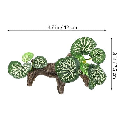 Ipetboom Reptile Corner Branch Resin Climbing Tree Branch with Leaves Terrarium Plant Branches Fish Turtle Tank Decor for Snake Bearded Dragon Lizard Frog - size: Large