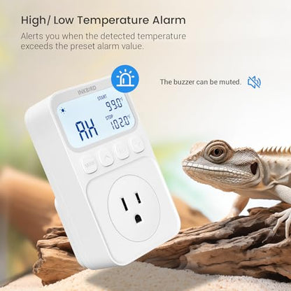INKBIRD Digital Thermostat Outlet Temperature Controller Outlet Socket Heating/Cooling Control 1200W 10A Backlit Display - size: 1200W 10A
