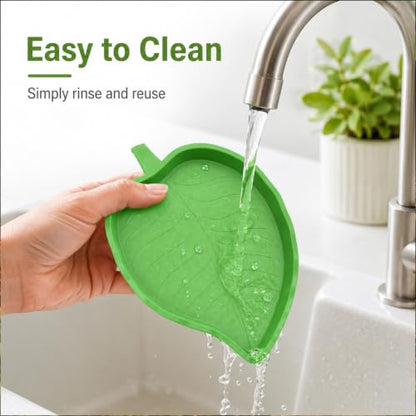 YAPROMO 2 Pcs Leaf Reptile Food Dish, Reptile Water Bowl, Turtle Feeding Dishes for Tortoise Corn Snake Crawl Pet Bearded Dragon, Lizards, Gecko Drinking and Eating