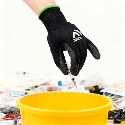 Level 5 A9/F Cut Resistant Gloves HPPE + Steel Wire Palm-Coated Textured Latex Anti-Stab/Puncture for Durian Opening - size: X-Large