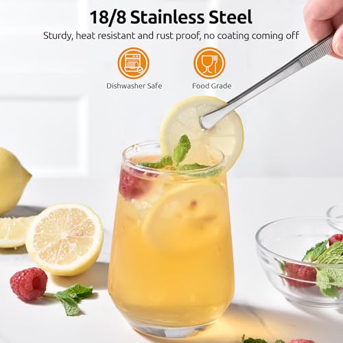 U-Taste 1 Tablespoon Metal Measuring Spoon Set of 2 with Short Handled Measure Scooper (Silver, 1Tbsp/15ml) and 8in Kitchen Plating Tweezer:18/8 Stainless Steel Food-Grade Metal Food Tong (Round Tip)