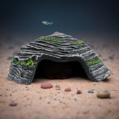 Small Turtle Basking Platform Climbing Ramp Shale Scape Step Ledge, Reptile Cave Hideout Aquarium Tank Accessories Decorations, Great for Reptiles, Amphibians, Leopard Gecko, Frogs - style: Small-4.7 * 4.5 * 2.6