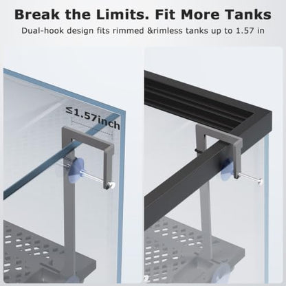 Upgraded Hanging Turtle Basking Platform with Built-In Feeding Tray, Stainless Steel Hooks, Non-Slip Ramp, No Zip Ties, Heavy-Duty Turtle Dock for 30 Gallon Aquariums