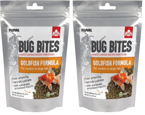 Fluval Bug Bites Goldfish Fish Food, Pellets for Medium to Large Sized Fish, 3.53 oz, A6584 (Pack of 2) - size: 3.5 Ounce (Pack of 2)
