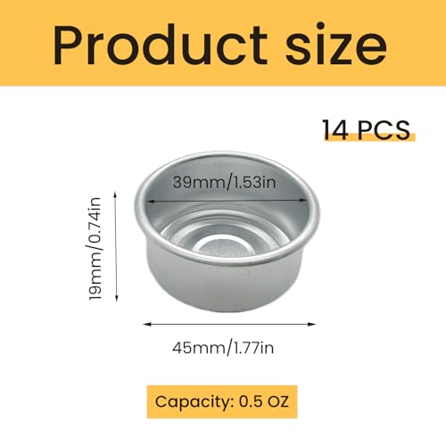 14 Pcs Gecko Food Cups, Crested Gecko Food Dish, 0.5oz Metal Reptile Feeding Cups, Feeder Ledge Accessories Supplies for Crested Gecko, Lizard, Tarantula and Small Pet