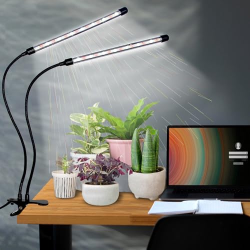 LEOTER Grow Lights for Indoor Plants - 84 LED Full Spectrum Clip Plant Growing Light (2 Heads Light) - size: 2 heads light