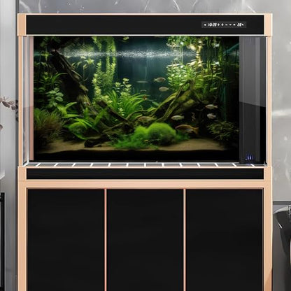 Underwater Aquarium Background Lush Green Diverse Aquatic Plants with Sunbeams Fish Tank Background Underwater Stone with Moss Tropical Fish Rooted Species Terrarium Background Vinyl 24x12in - color: Dark Green, size: 24(W)x12(H)in