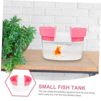 Small Plastic Fish Tank Clear Aquarium for Betta Turtles Reptiles Stylish Desktop Aquarium for Home Office Garden Decor Fish Supplies