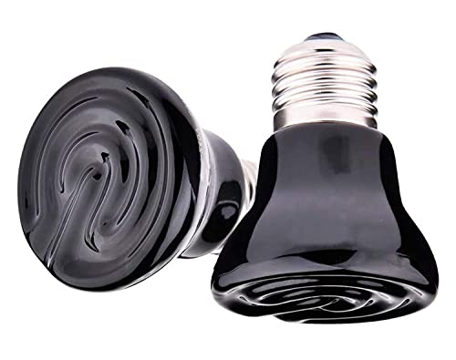 4-Packs 50W Black Ceramic Heat Lamp Mini Reptile Heat Lamp Bulbs E26/E27 110V Infrared Reptile Heat Emitter Heater Lamp Bulb No Light Lamps for Lizard Brooder Coop Aquarium Lizard Turtle
