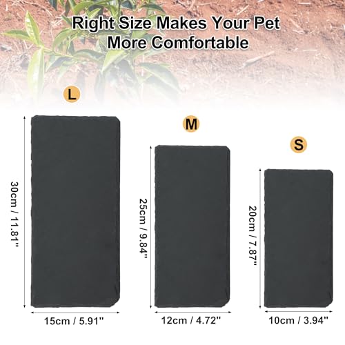 Reptiles Slate Rocks, Basking Surface Reptile Basking Platform, Enhances Climbing Activity, 7.87"x3.94", Black Gray - size: 7.87"x3.94"