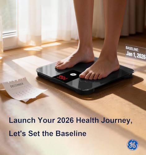 GE Bathroom Scale for Body Weight 500lbs, Digital Weight Scales Heavy Duty | High Capacity Body Measuring Device, High Accurate, Black, BMI - color: Black
