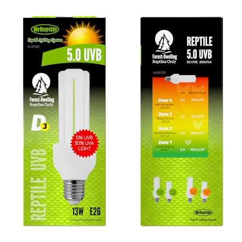 MRREPTILE UVB Reptile Light, 13W 5.0 UVB Bulb Light for Reptiles, UVA UVB Reptile Light, Tropical Reptiles UVB Lamp, Snake Chameleon Lizard Aquatic Turtle UVB Light - style: UVB5.0 13W