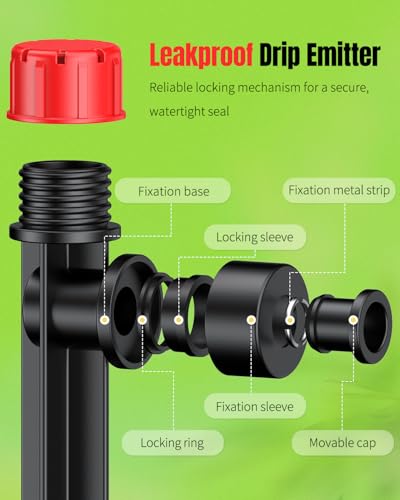 Pawfly 30 Pcs Push-to-Fit Drip Irrigation Emitters with Adjustable Water Flow Irrigation Drippers Drip Emitters Sprinklers with Stake & 8 Holes Drip Irrigation System Parts for 1/4 Inch Tubing - size: 30 PCS Drip Irrigation Vortex Emitters