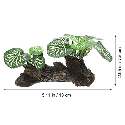 Ipetboom Fish Tank Plant Reptile Corner Branch Resin Climbing Tree Branch with Leaves Terrarium Plant Branches Fish Turtle Tank Decor for Snake Bearded Dragon Lizard Frog - size: Medium