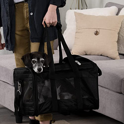 Sherpa Original Deluxe Travel Pet Carrier, Airline Approved - Black, Large - size: 19.0"L x 11.8"W x 11.5"H