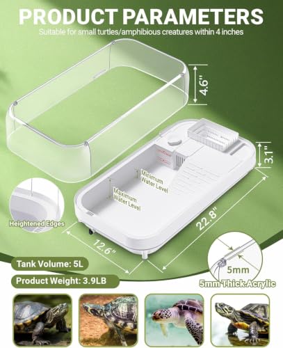 Moonorange Large Turtle Tank Kit, Turtle Tank Starter Kit with Multi-Function Areas - color: White (Large Kit)