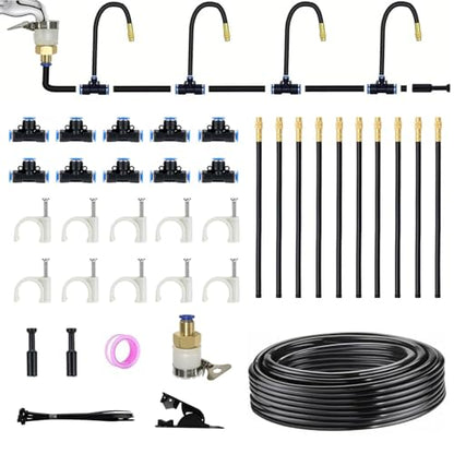 30 FT Drip Irrigation System 5/16 Inch Tubing with 10 Nozzles, Automatic Watering Misting System, Adjustable Sprinkler for Garden, Lawn, Plants, and Raised Bed - size: 30FT