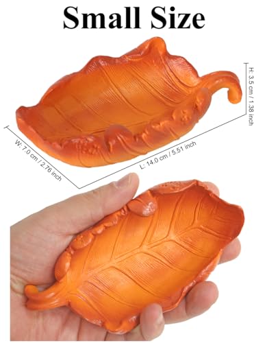 Food/Water Dish for Reptiles, Amphibians and Other Little Critters Water/Food Bowl, Made from Premium Resin (Yellow Leaf Bowl)