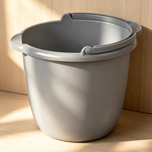 10 Qt. Spout Pail Classic Titanium, Gray Plastic Bucket with Pour Spout & Comfort Grip Handle, Ideal for Household Cleaning, Mopping, Washing Cars and Gardening