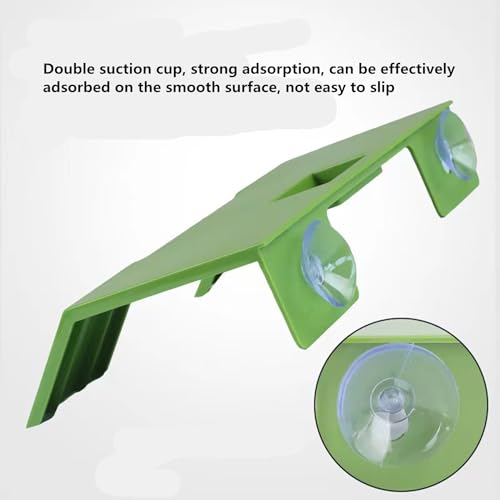 Turtle Resting Basking Platform, Double Ladder Turtle Climbing Ramp, Tortoise Resting Terrace for Frog Terrapin Reptile Amphibian Habitat Hideouts Floating Tank Décor (Green, Large) - size: Large