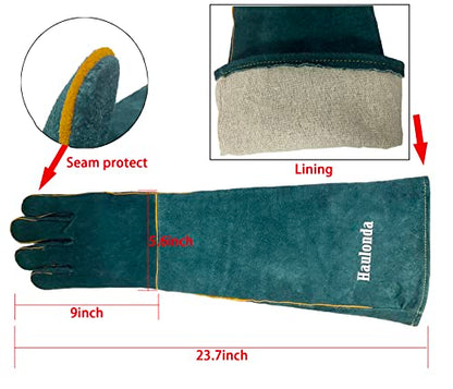 Animal Handling Gloves Bite Proof,23.7 inch Leather Bite Proof Gloves for Grabbing Reptile, Grooming, Trips to Vet. Puncture & Scratch Resistant, Bite Proof for Cat Dog Bird Falcon Livestock Snake