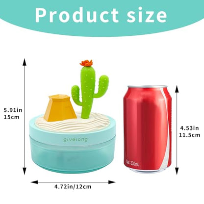 Reptile Fogger, 320ML USB Plastic Cartoon Cactus Humidifier with Lampion, Mister for Reptile Tank, Terrarium Accessories for Snake, Tortoise, Tree Frog, Chameleon and Other Small Animals