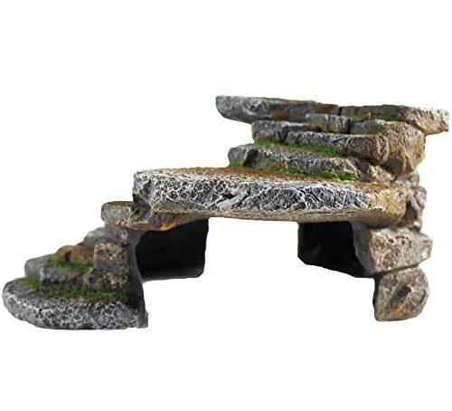 PENN-PLAX (REP183) Reptology Shale Scape Step Ledge & Cave Hideout – Decorative Resin for Aquariums & Terrariums – Great for Reptiles, Amphibians, and Fish – Large - size: Large 1
