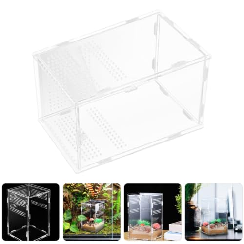 ORFOFE Easy to Assemble Acrylic Reptile Enclosure for Small Pets and Snakes with Modular Design and Ventilation Holes, Portable Reptile Breeding Box for Outdoor Use and Secure Transport