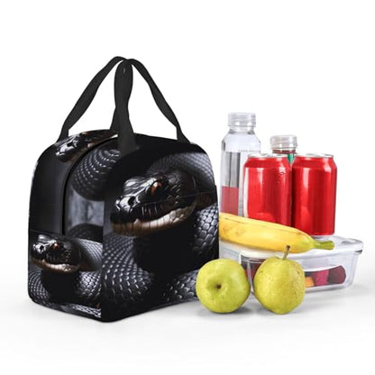 Insulated Lunch Bag Black Snake Lunch Box for Women Men Reusable Leakproof Lunch Cooler Bag for Office Picnic - color: Black Snake