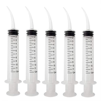 Honbay 6PCS Plastic Pet Feeding Syringe with Measurement for Birds Dogs Cats (Curved Tip)