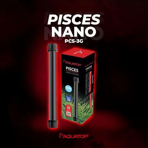 Aquatop 10W Pisces Nano Heater – Fully Submersible for Fish Tanks Up to 3 Gallons – Preset 78°F Thermostat – Heat-Resistant – PCS-10W - size: 10W