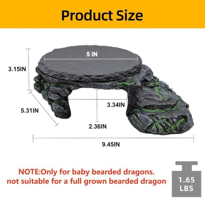 Reptile Basking Platform Gecko Hide Juvenile Beared Dragon Tank Accessories | 9.45"×5.31"×3.15",Resin,with a rock platform,Box packaging,Turtle habitat accessories,for Lizard Leopard Crested Gecko - style: style 2