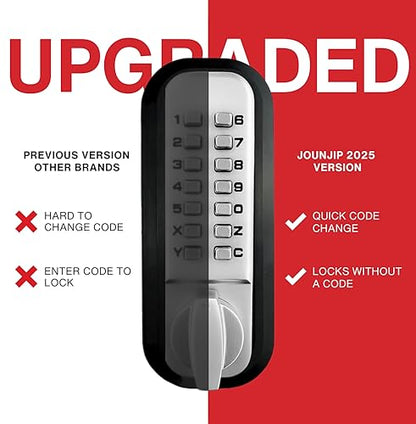 JOUNJIP Mechanical Deadbolt Lock - Keyless Entry Door Lock - Code NOT Required When Locking – 100% Mechanical with Flat Spindle, Thumb Turn Door Knob - Oil-Rubbed Bronze [Upgraded 2025] - color: Oil Rubbed Bronze