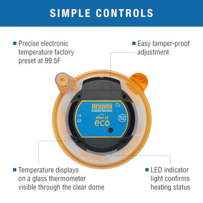 Brinsea Mini II Eco Manual Egg Incubator, Easy to Use Controls | Beginner-friendly, Brinsea-built with 50+ years of proven quality, External Water Top-Up, Fan Helps Air Circulation for Hatch - style: 10 Eggs