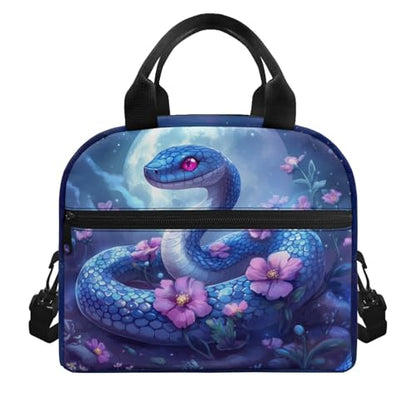 Kids Lunch Bag Snake Pattern: Holds Lunch Energy Meal + Water Bottle + Snacks - Insulated Lunch Box Keeps Cool- Ideal for Reptile Expo, School & Outdoor Adventure - color: Snake