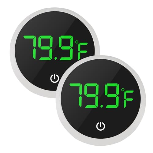 2PACK LED Aquarium Thermometer - 5S Refresh Speed Touch Screen Fish Tank & Terrarium Water Temperature Test Digital Thermometer - color: Round-White 2PCS