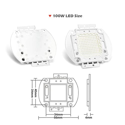 CHANZON High Power Led Chip 100W Royal Blue Plant Grow Light 440nm - 450nm | (3000mA / DC 30V - 34V / 100 Watt) SMD COB Emitter Diode Components Bead for DIY Hydroponic Aquarium Growing Lamps - color: K) Royal Blue (440nm)