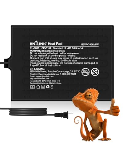 BN-LINK Reptile Heat Pad 6"X8" 8W for 10-20gal Under Tank Terrarium Heating Mat Waterproof for Turtle, Lizard, Frogs, Snake, Hermit Crab - size: 6" X 8"