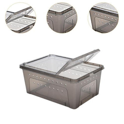Reptile Habitat Box for Silkworm Breeding and Frog Care, Black