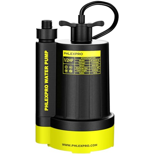 1/2HP Automatic Submersible Sump Pump, 5300 GPH Water Pump | 3/4" Garden Hose Check Valve Adapter, 2650 GPH Water Removal for Swimming Pool Cover Hot Tubs Flooded House Basement - color: Black-yellow